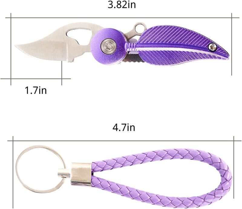 Mini Pocket Knife Keychain - Cool Purple Gadget for Women