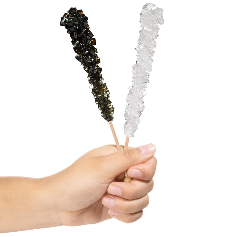 Individually Wrapped Black and White Rock Candy Sticks - 24 Count