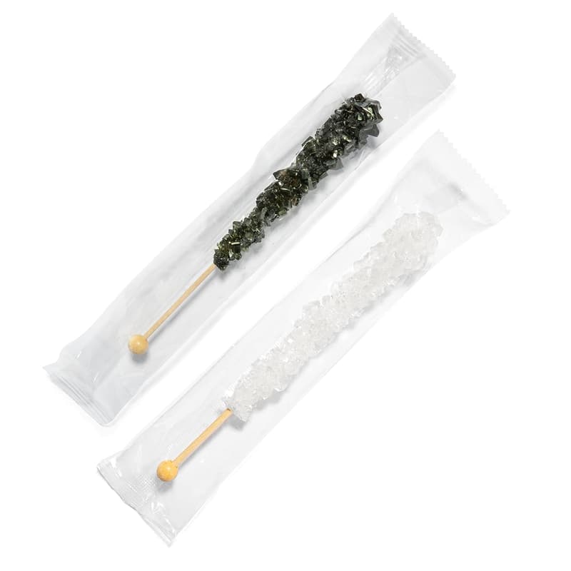 Individually Wrapped Black and White Rock Candy Sticks - 24 Count