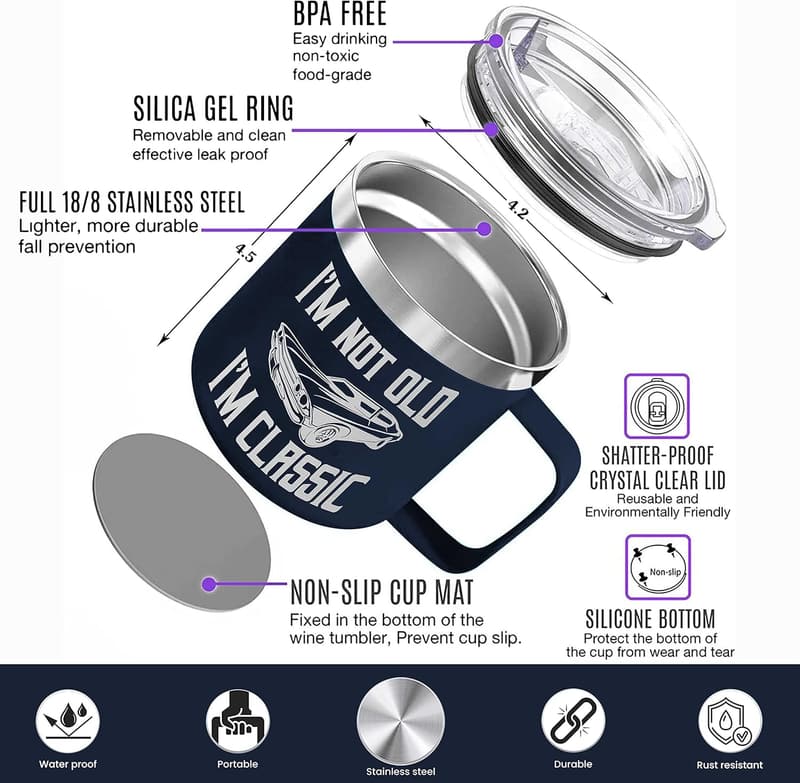 Father's Day Funny Insulated Mug for Dad & Grandpa 14oz