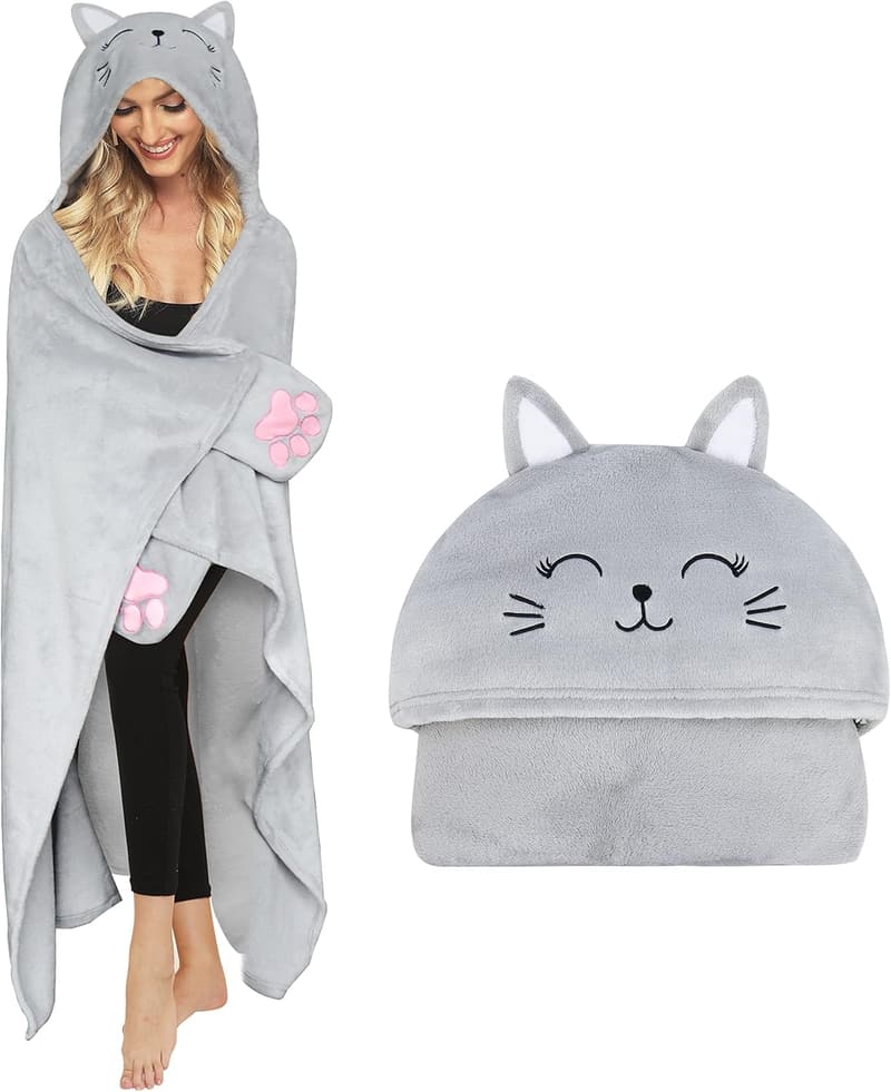 Christmas Hooded Cat Blanket - Funny Gift for Cat Lovers