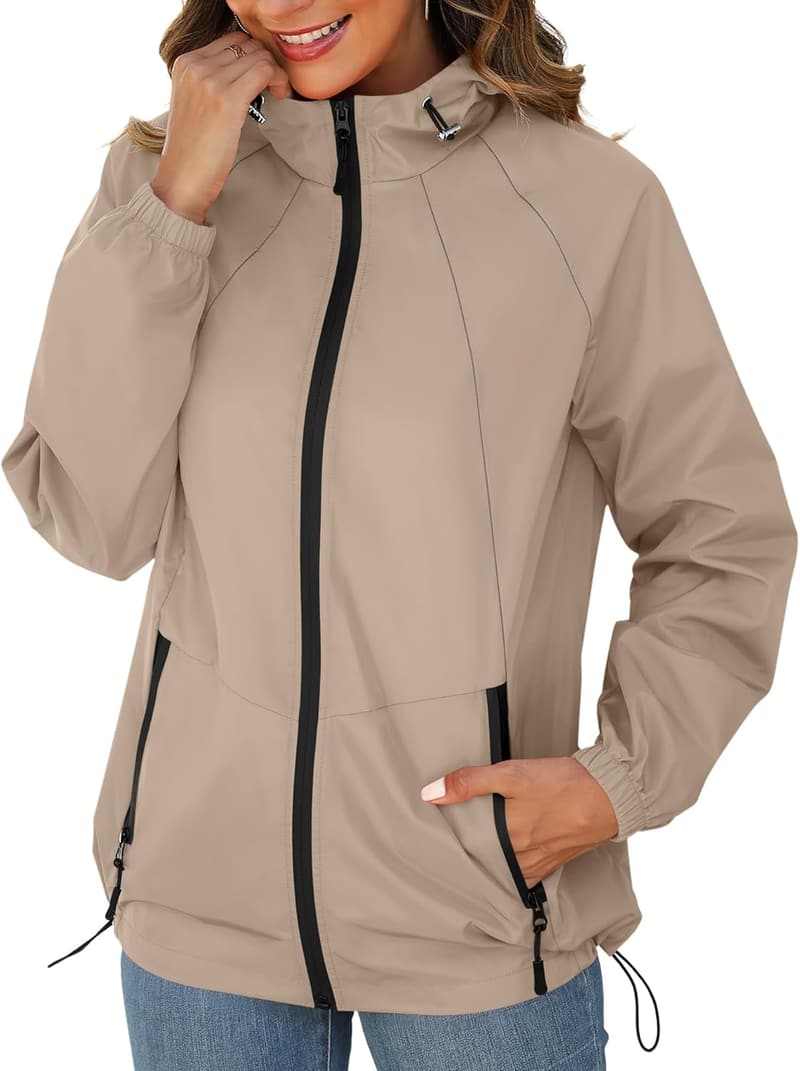 Lightweight Waterproof Windbreaker Jacket for Women