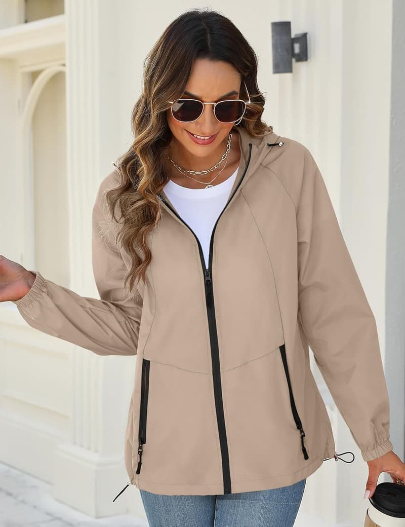Lightweight Waterproof Windbreaker Jacket for Women