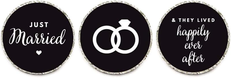 Just Married Chocolate Drop Labels, Black, 216-Pack