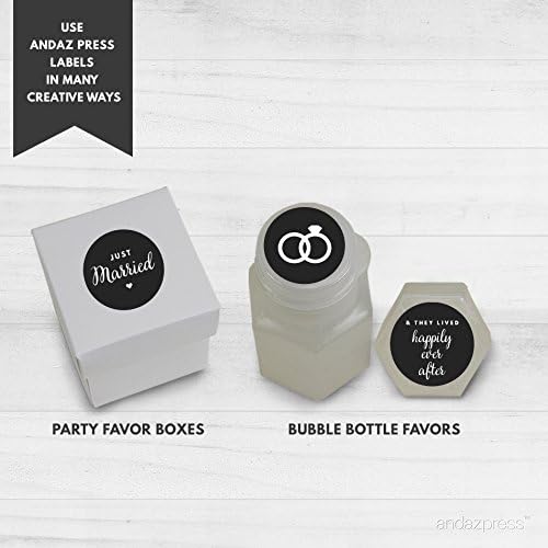 Just Married Chocolate Drop Labels, Black, 216-Pack