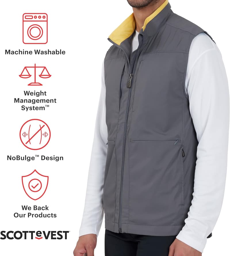 Men's Travel Vest - Water-Repellent with 26 Hidden Pockets