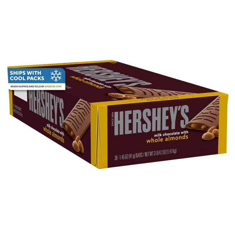 HERSHEY'S Milk Chocolate Almond Bars, 36 Count