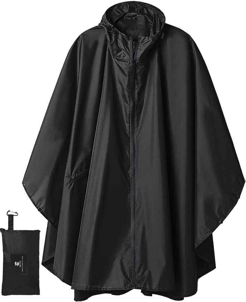 Hooded Unisex Rain Poncho with Pockets for Adults