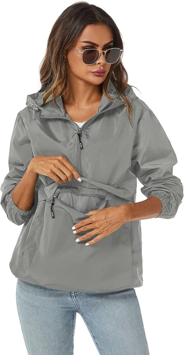 Lightweight Packable Women's Waterproof Rain Jacket with Hood