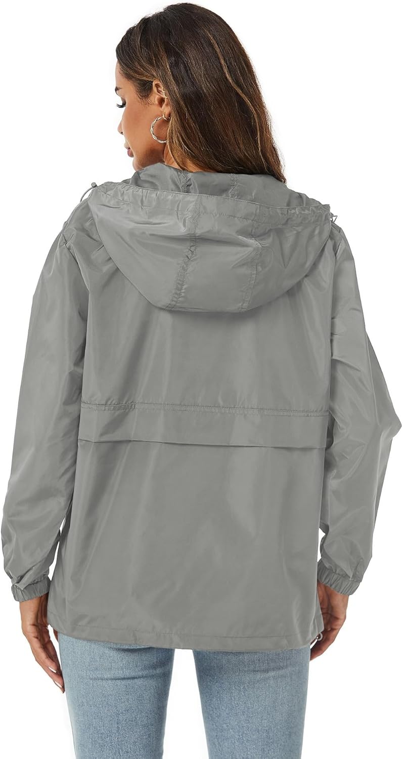 Lightweight Packable Women's Waterproof Rain Jacket with Hood