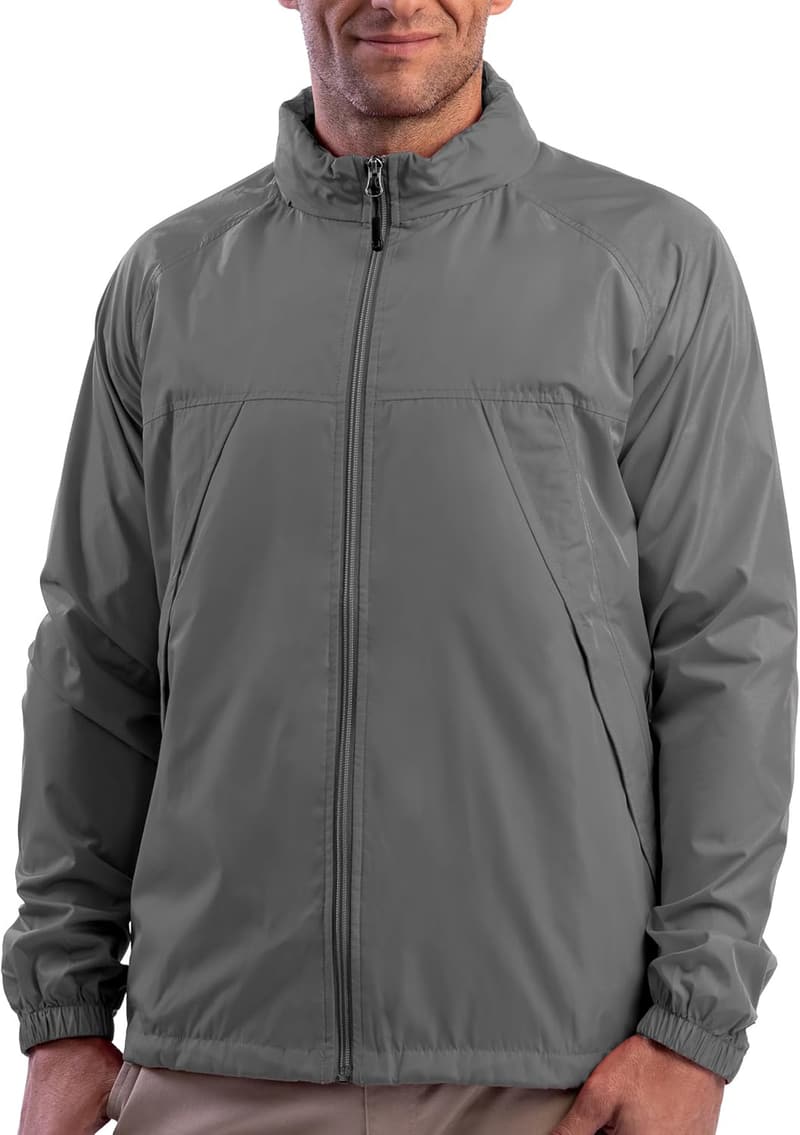 Men's Lightweight Travel Windbreaker Jacket with 19 Pockets