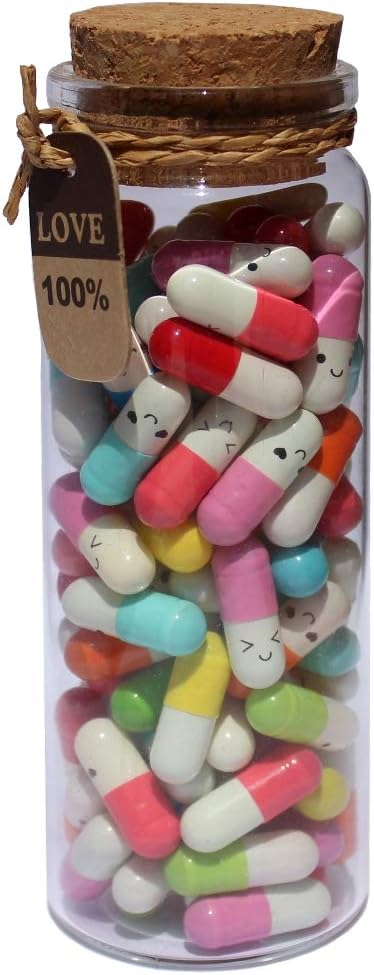 Valentine's Day Capsule Notes in Glass Bottle for Couples (90pcs)