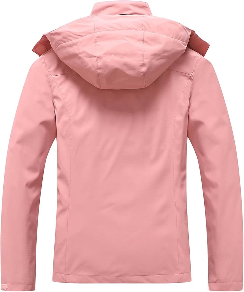 Lightweight Women's Waterproof Rain Jacket with Detachable Hood