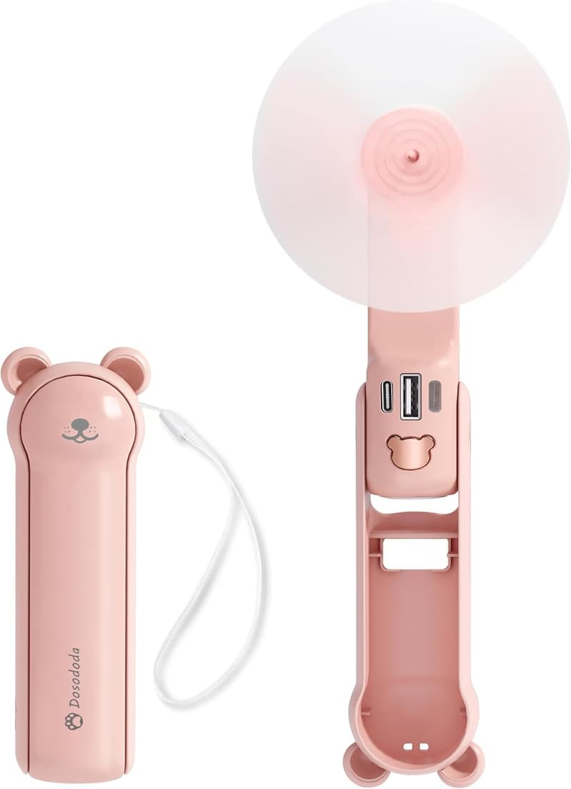 Portable Mini Handheld Fan - USB Rechargeable Travel Gift (Pink)