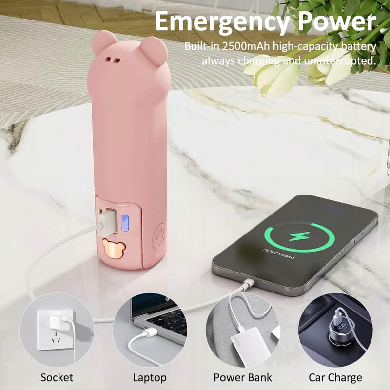 Portable Mini Handheld Fan - USB Rechargeable Travel Gift (Pink)