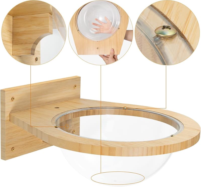 Bamboo Wall-Mounted Cat Hammock for Kittens and Adults
