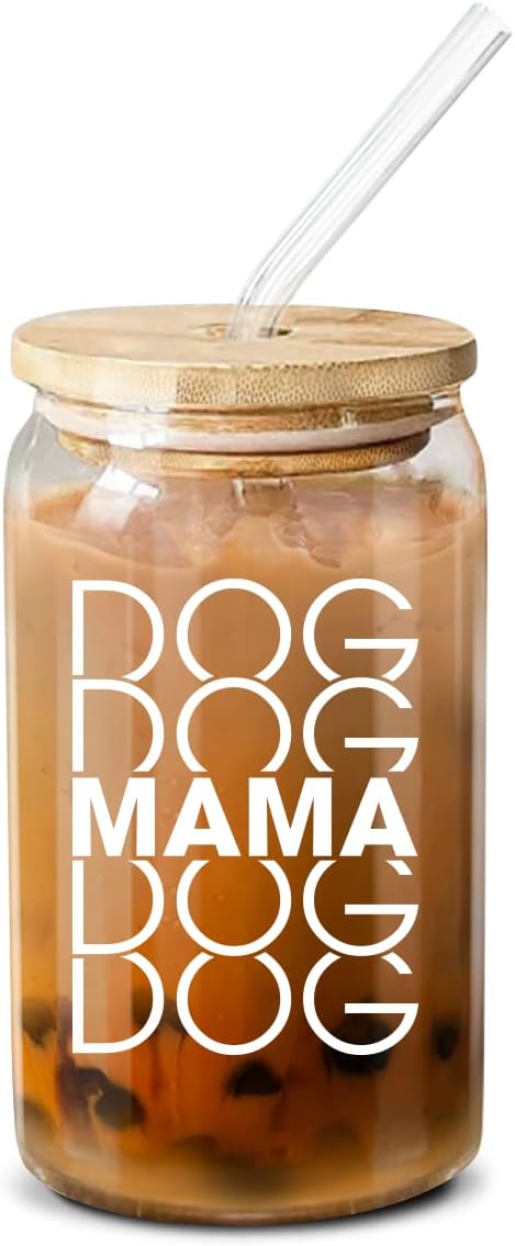 Dog Mom Gifts - 16 oz Coffee Glass for Mother's Day