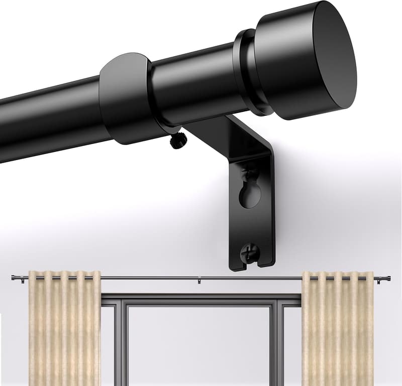 Adjustable Heavy Duty Black Curtain Rod, 17 to 144 Inch