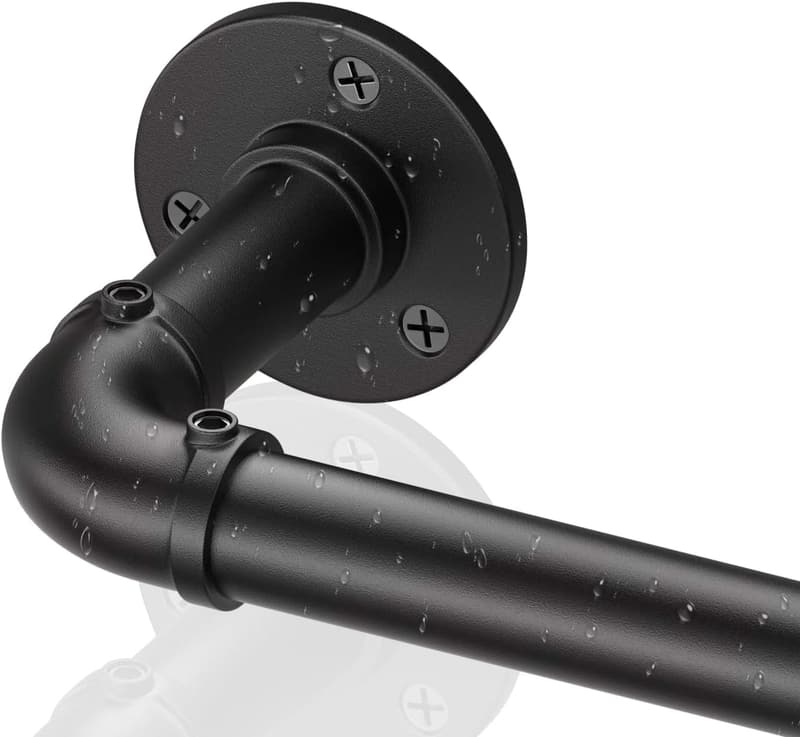 Heavy-Duty Black Industrial Curtain Rods, 72-144 Inch