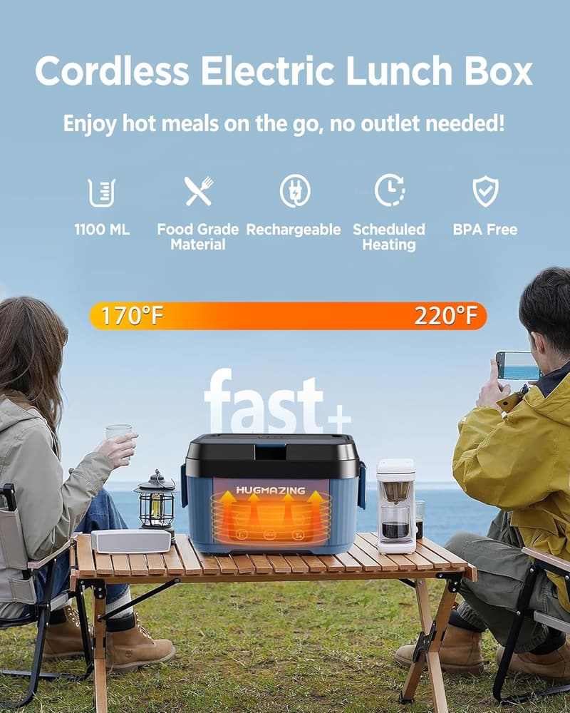 Rechargeable Self-Heating Lunch Box for Adults – 1100ML SS Container