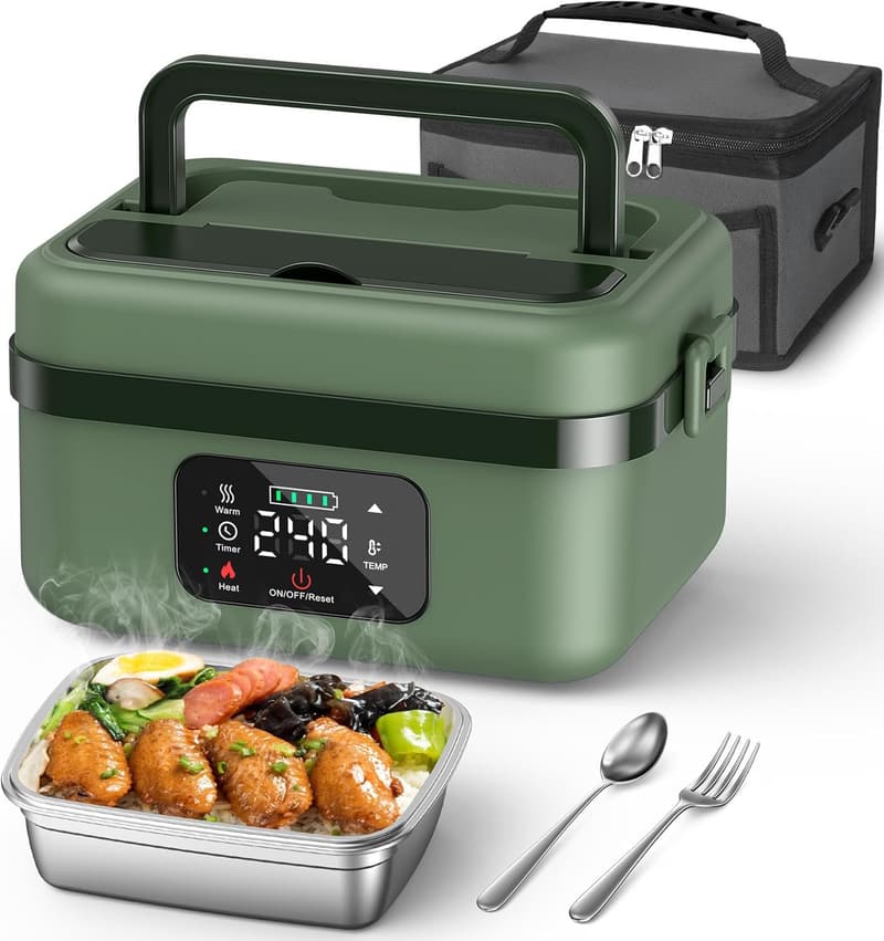 Cordless Electric Lunch Box for Adults, 34oz Self-Heating Food Warmer