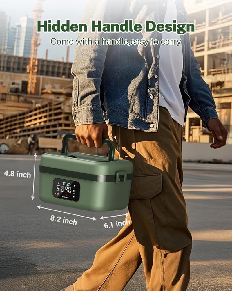 Cordless Electric Lunch Box for Adults, 34oz Self-Heating Food Warmer