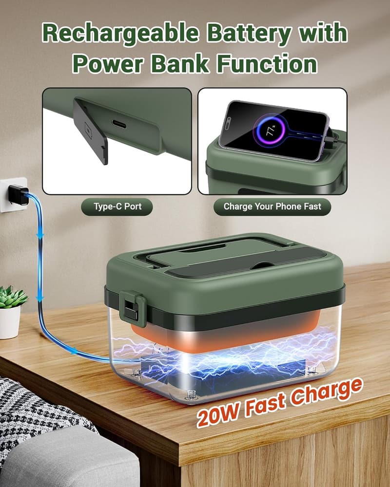 Cordless Electric Lunch Box for Adults, 34oz Self-Heating Food Warmer