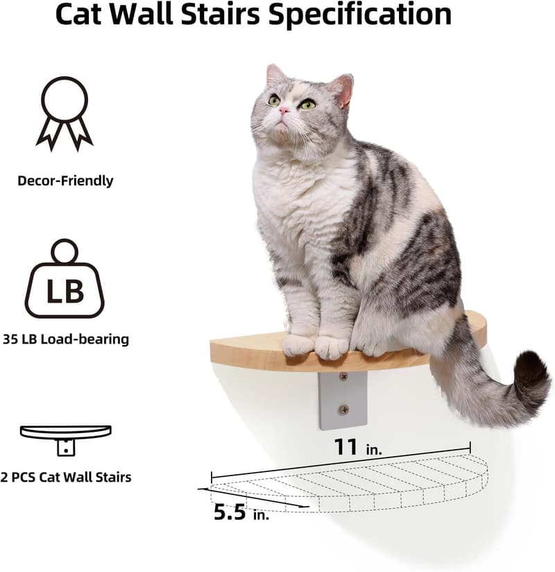 Premium Cat Wall Furniture Set with Transparent Shelves & Pedals