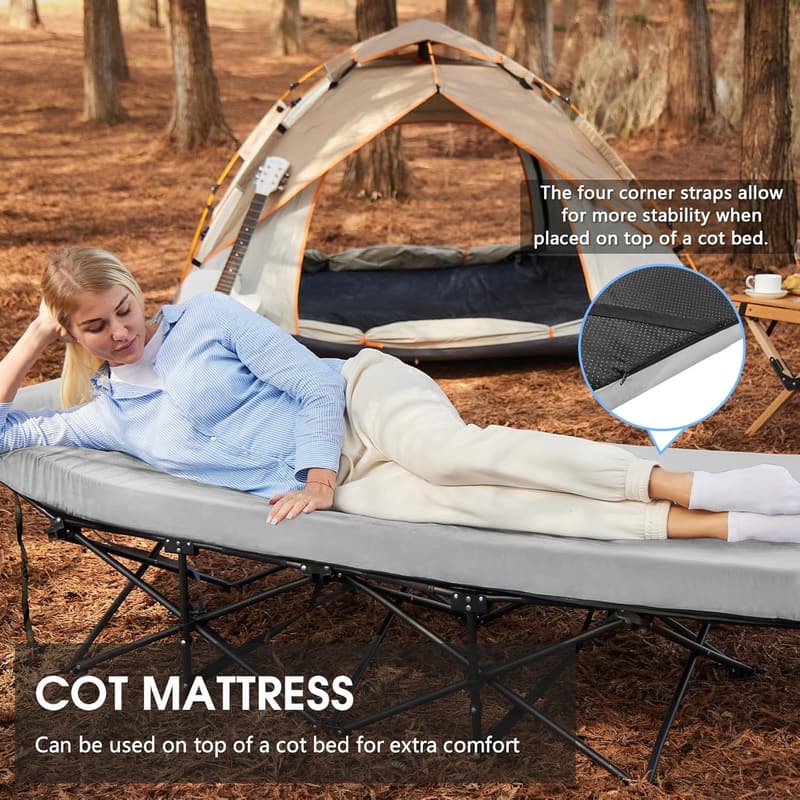 3-Inch Memory Foam Camping Mattress Pad with Non-Slip Bottom