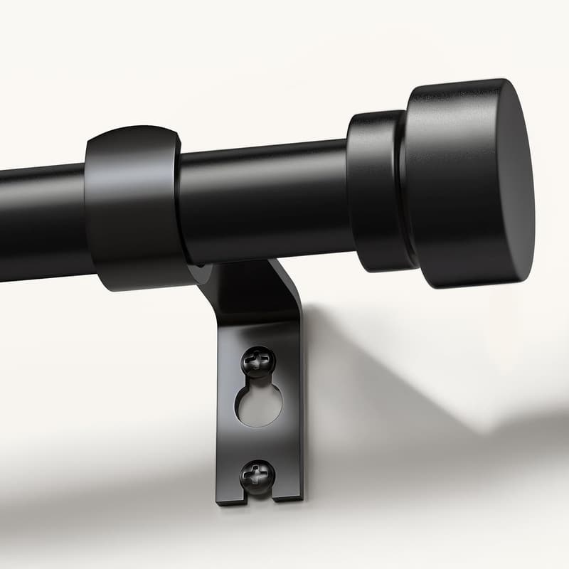Adjustable Modern Black Curtain Rods, 48-84 Inches, Heavy Duty