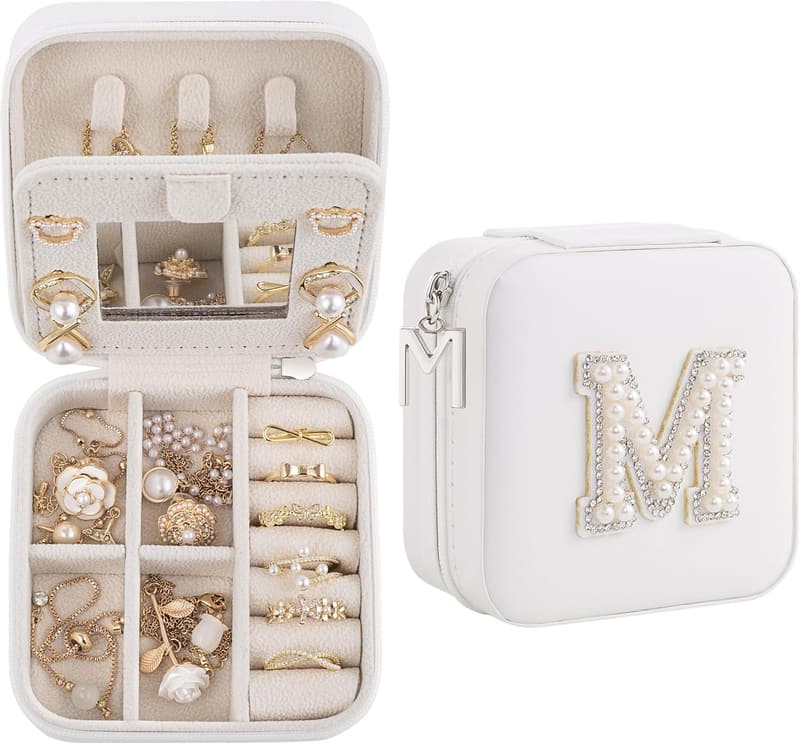Birthday Gift: Initial Jewelry Box & Travel Case for Women