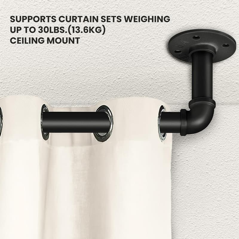 Adjustable Black Blackout Curtain Rod for Windows 66-120