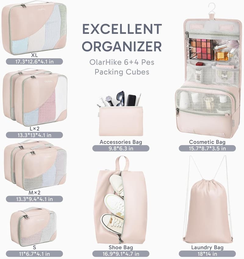 Travel Packing Cubes Set - Durable, Anti-Tear Organizers for Women
