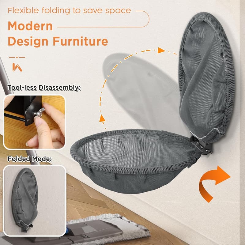 Foldable Wall-Mounted Cat Hammock - Stable Breathable Bed (Gray)