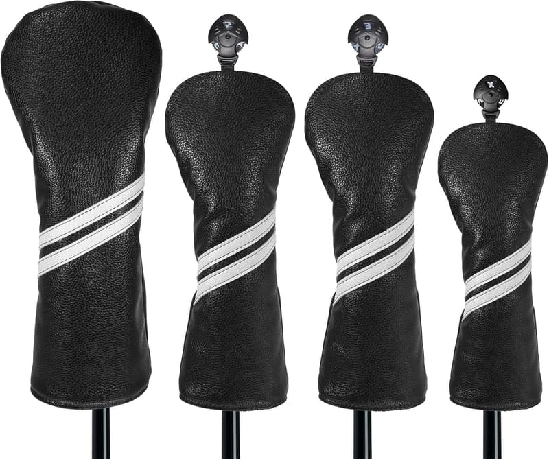 Golf Club Head Covers Set - 4pcs Accessories for Woods & Driver