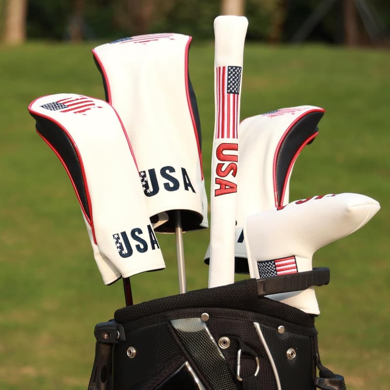 Golf Club Head Covers Set - PU Leather for Men & Women Golfers