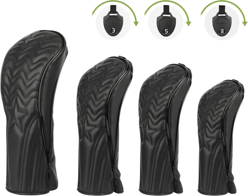 Premium PU Leather Golf Club Head Covers Set with Tags