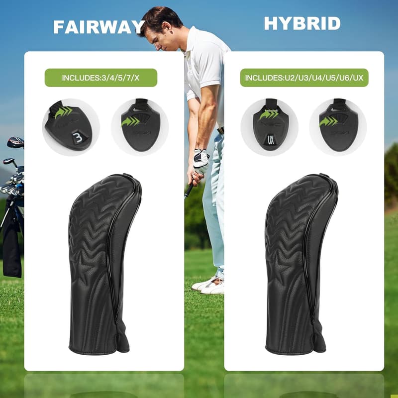 Premium PU Leather Golf Club Head Covers Set with Tags