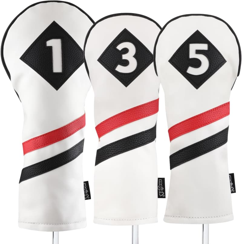 Vintage Leather Golf Headcovers Set - Sizes 1, 3, 5, Fits 460cc Drivers