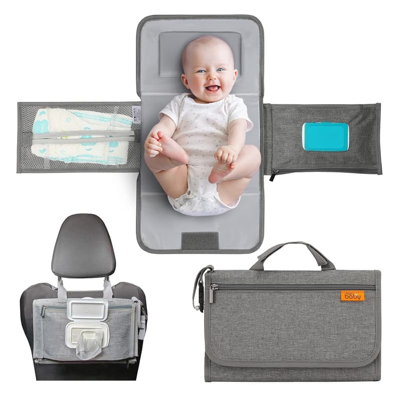 Portable Diaper Changing Pad for Infants - Smart Travel Bag, Grey