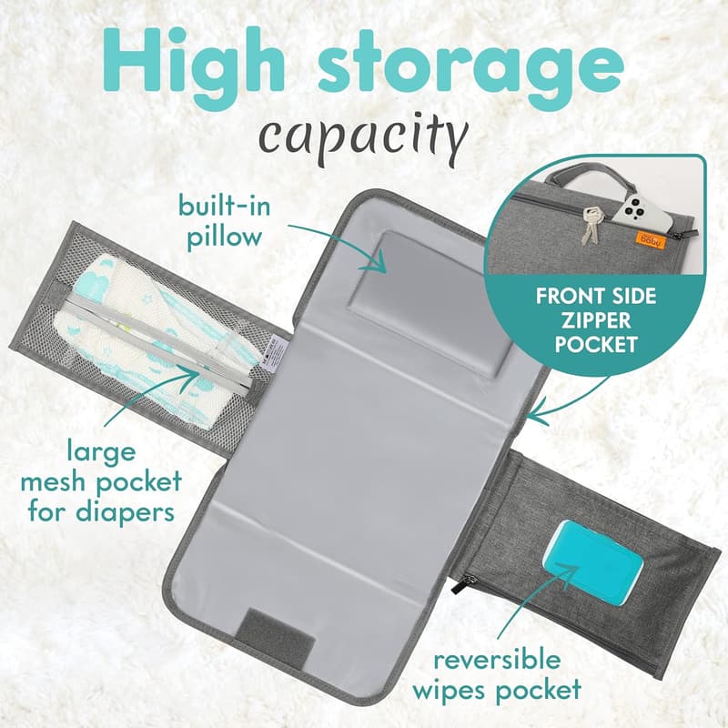 Portable Diaper Changing Pad for Infants - Smart Travel Bag, Grey