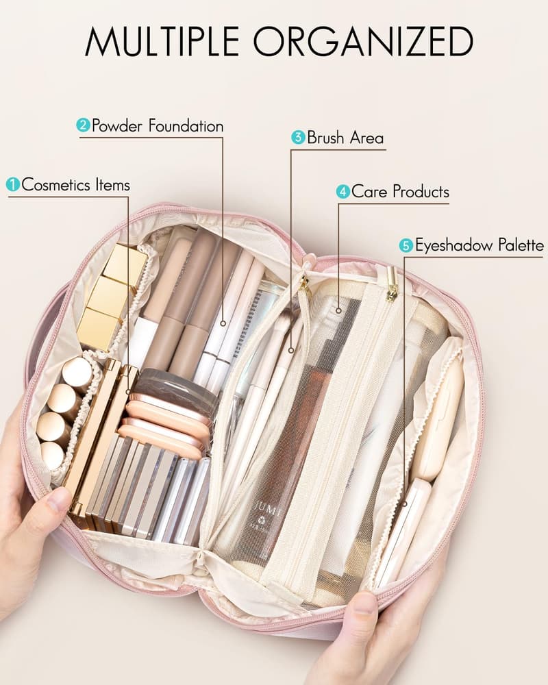 Waterproof Travel Makeup Organizer Bag for Women - Pink