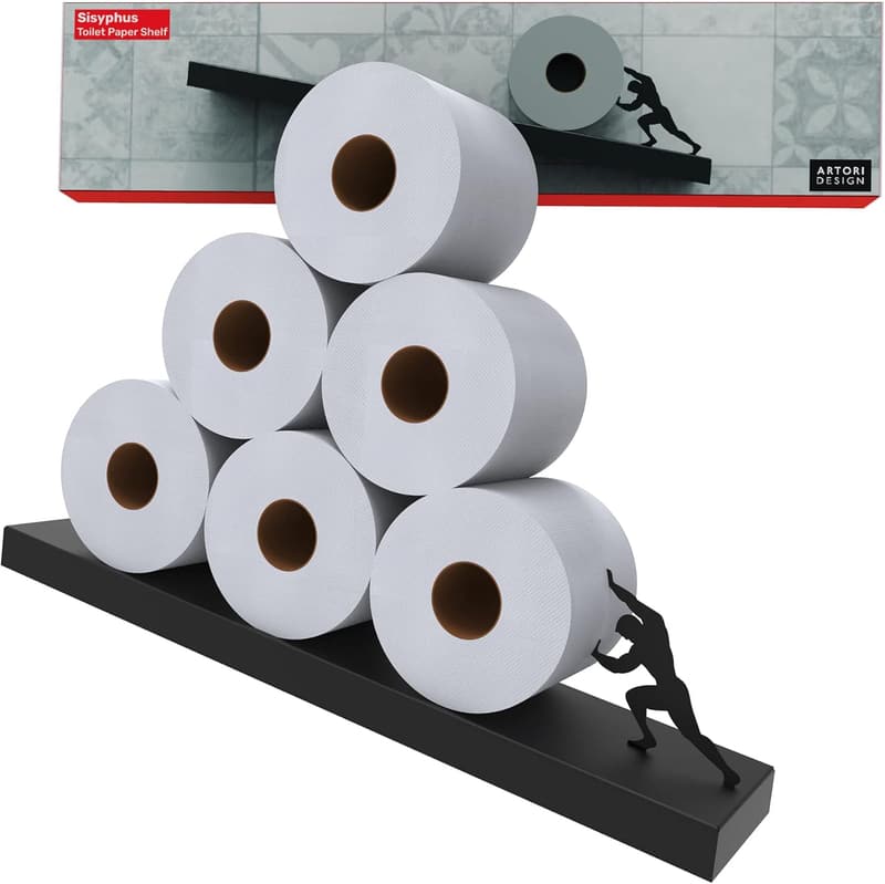 Tilted Wall-Mounted Toilet Paper Shelf - Sisyphus Black