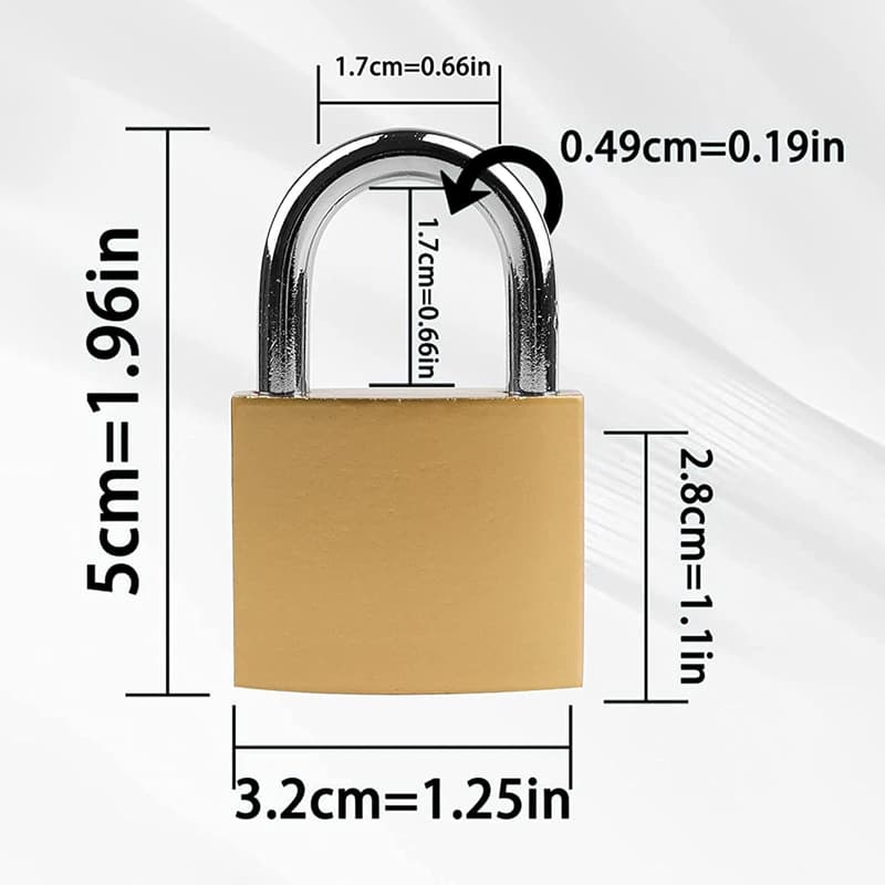 Gold Keyed Padlocks - 32mm Compact D Shape (2 Pcs)