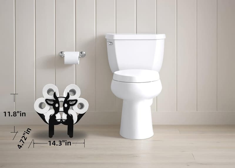 Funny Cartoon Cow Metal Toilet Paper Holder - Freestanding Storage for 8 Rolls