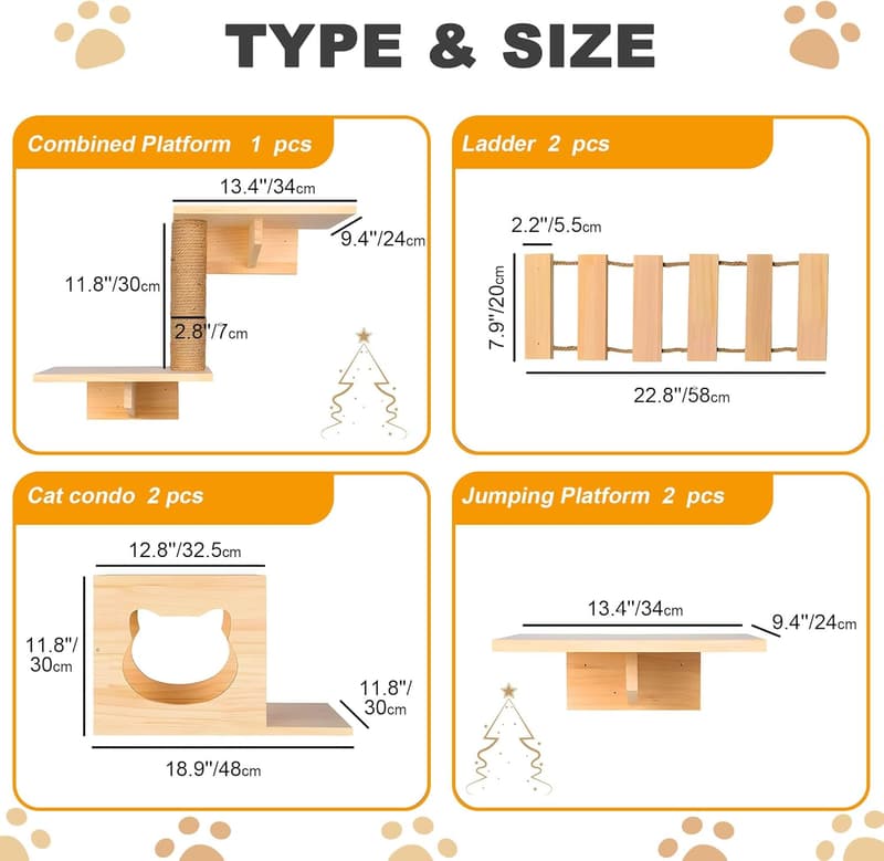 Cat Wall Furniture: Pine Wooden Climbing Shelves & Perches