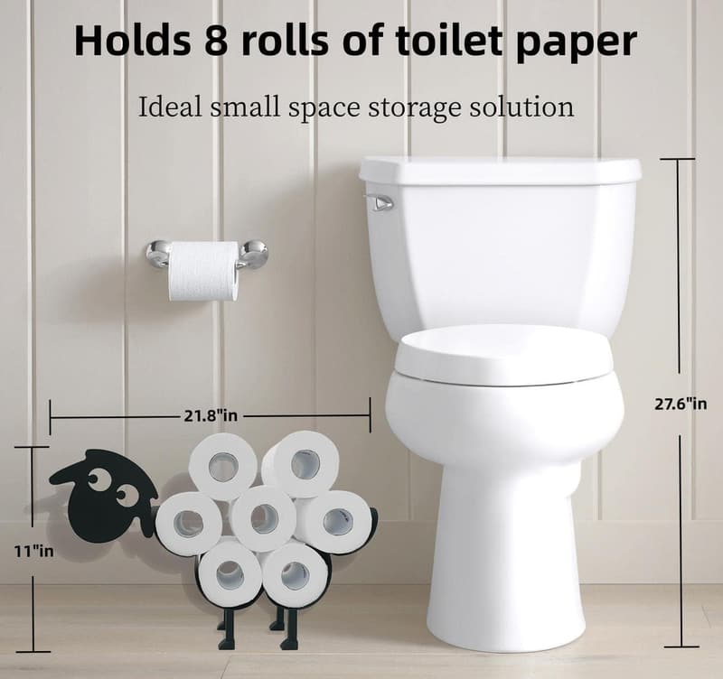 Black Metal Sheep Toilet Paper Holder – Freestanding Organizer