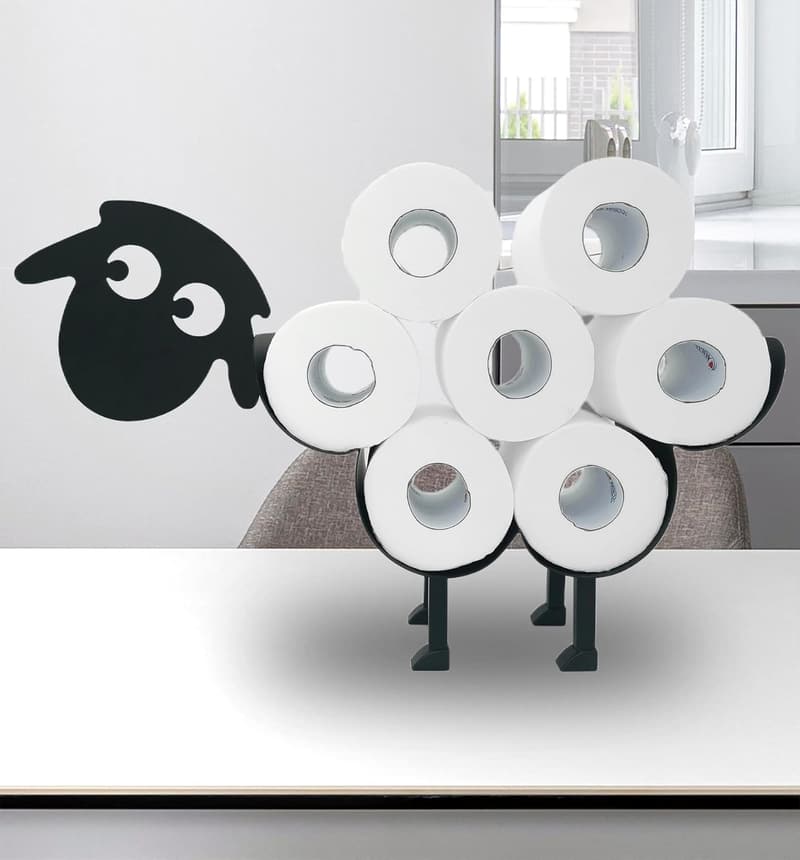 Black Metal Sheep Toilet Paper Holder – Freestanding Organizer