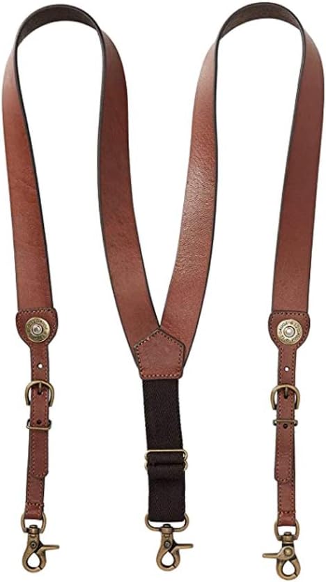 Men's Leather Suspenders with Bullet Conchos