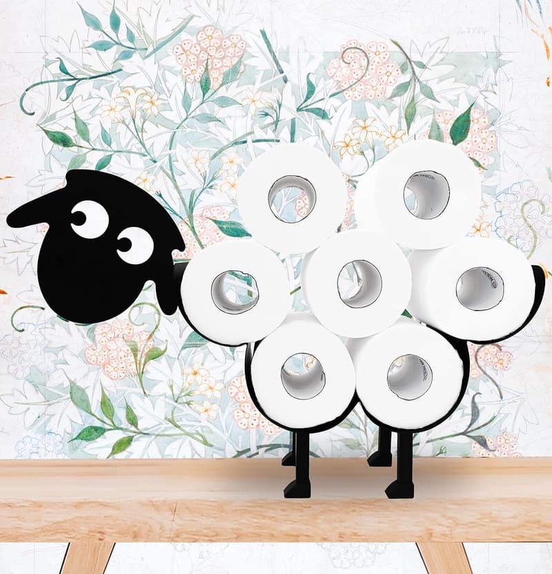Sheep-Shaped Black Metal Toilet Tissue Holder for Bathrooms